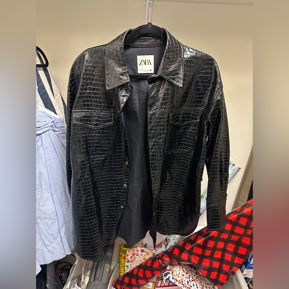 Zara leather shacket with belt